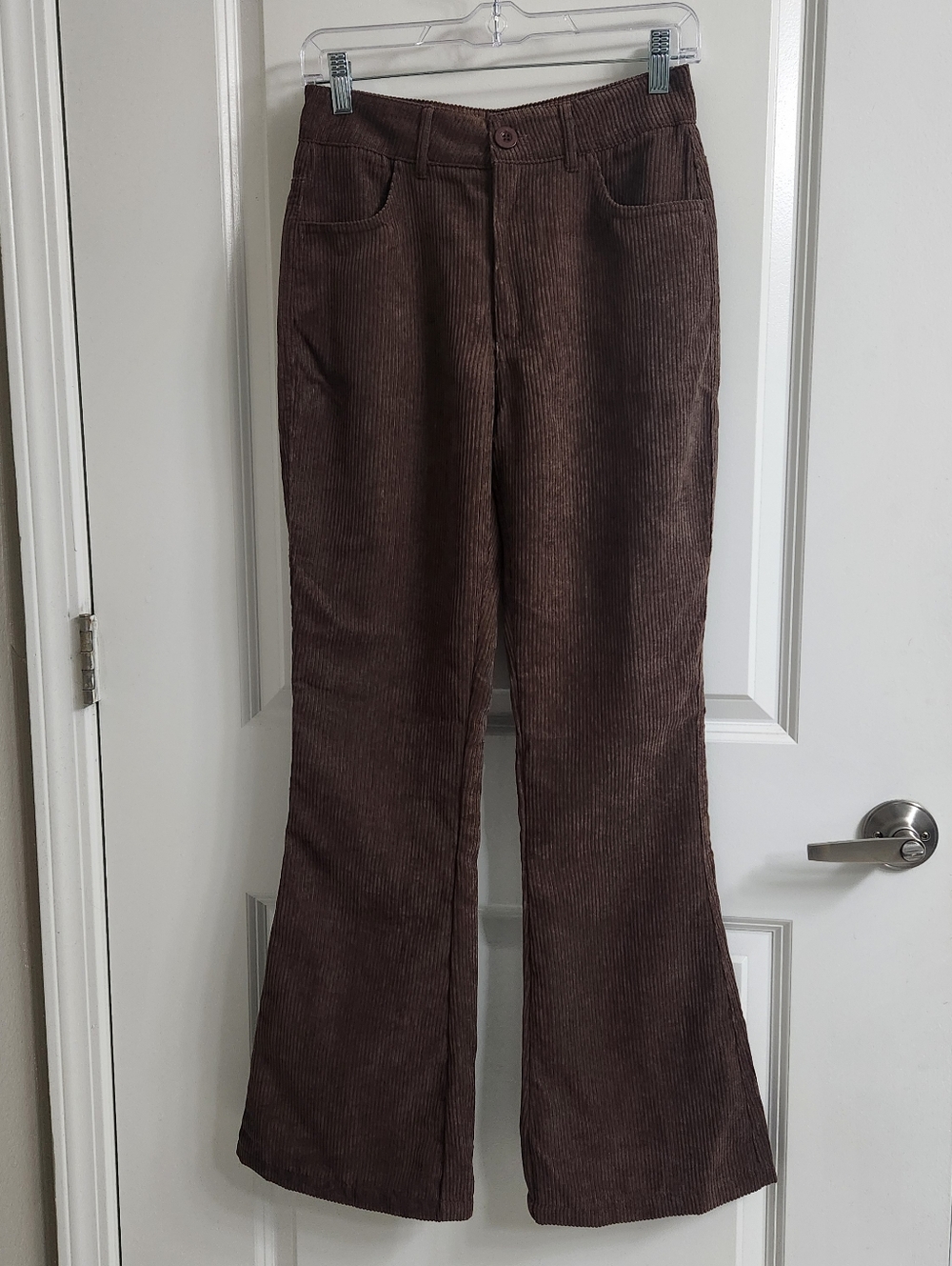 Nasty Gal Chocolate Brown Corduroy Pants Size 4 NWT High Waisted Flared CBK Look
